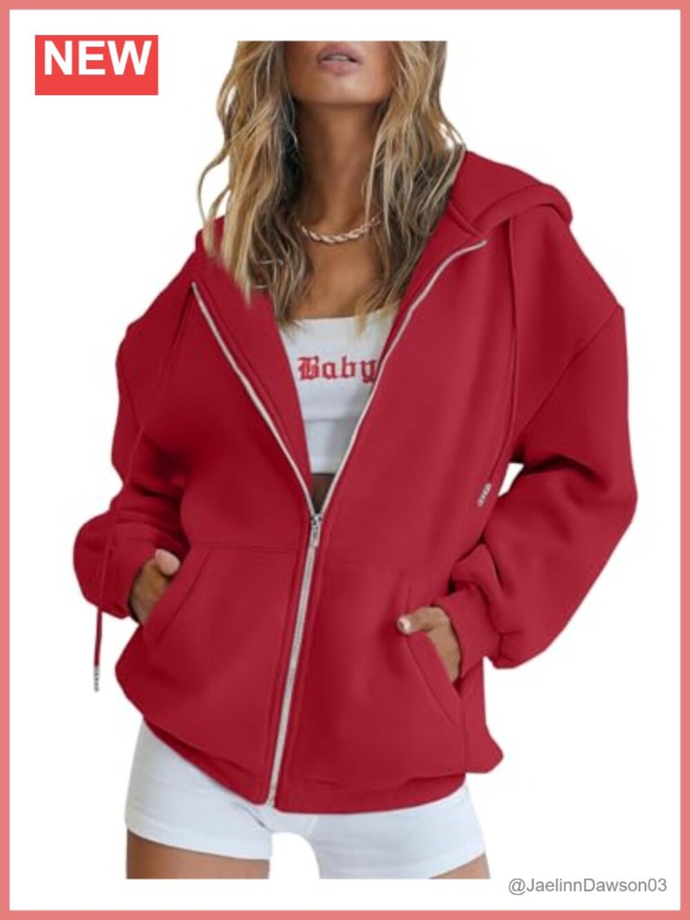 Women's Oversized Fleece Zip Up Hoodie with Drawstring Hood & Pockets